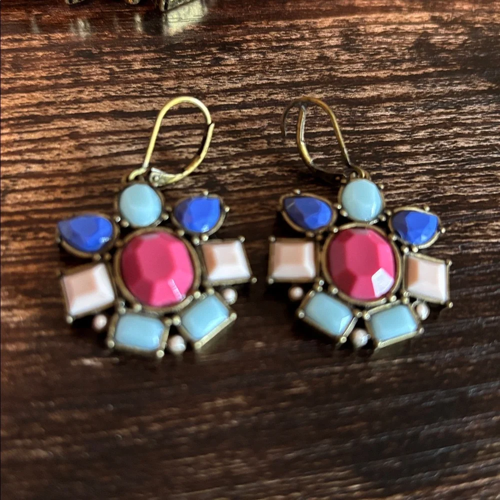 Vintage Multicolor Statement Floral Bib Necklace and Earrings‎ Set 22